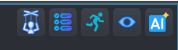 AnimHub's corner toolbar: five icon buttons